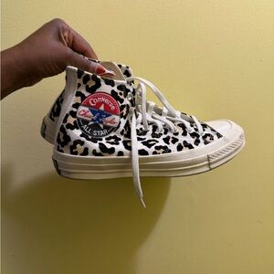 Converse White and Black Leopard High-Tops